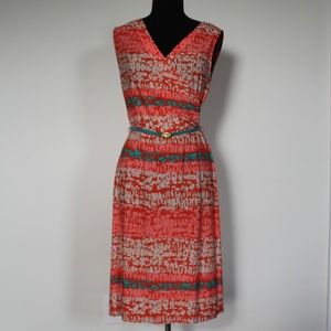 ANNE KLEIN DRESS ORANGE, TURQUOISE AND WHITE SIZE
